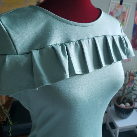 NeeSee's Dresses Boutique Mint Green Ruffle Midi S - Picture 2 of 6